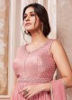 Baby Pink Chiffon Palazzo Set With Sequins Embroidery